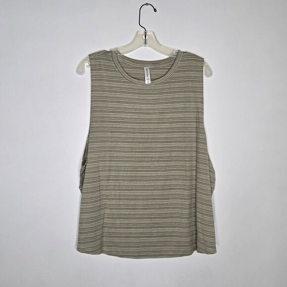 NEW Athleta Cloudlight Striped Muscle Tank Relaxed Olive Plus Size Women 2X - Picture 9 of 11